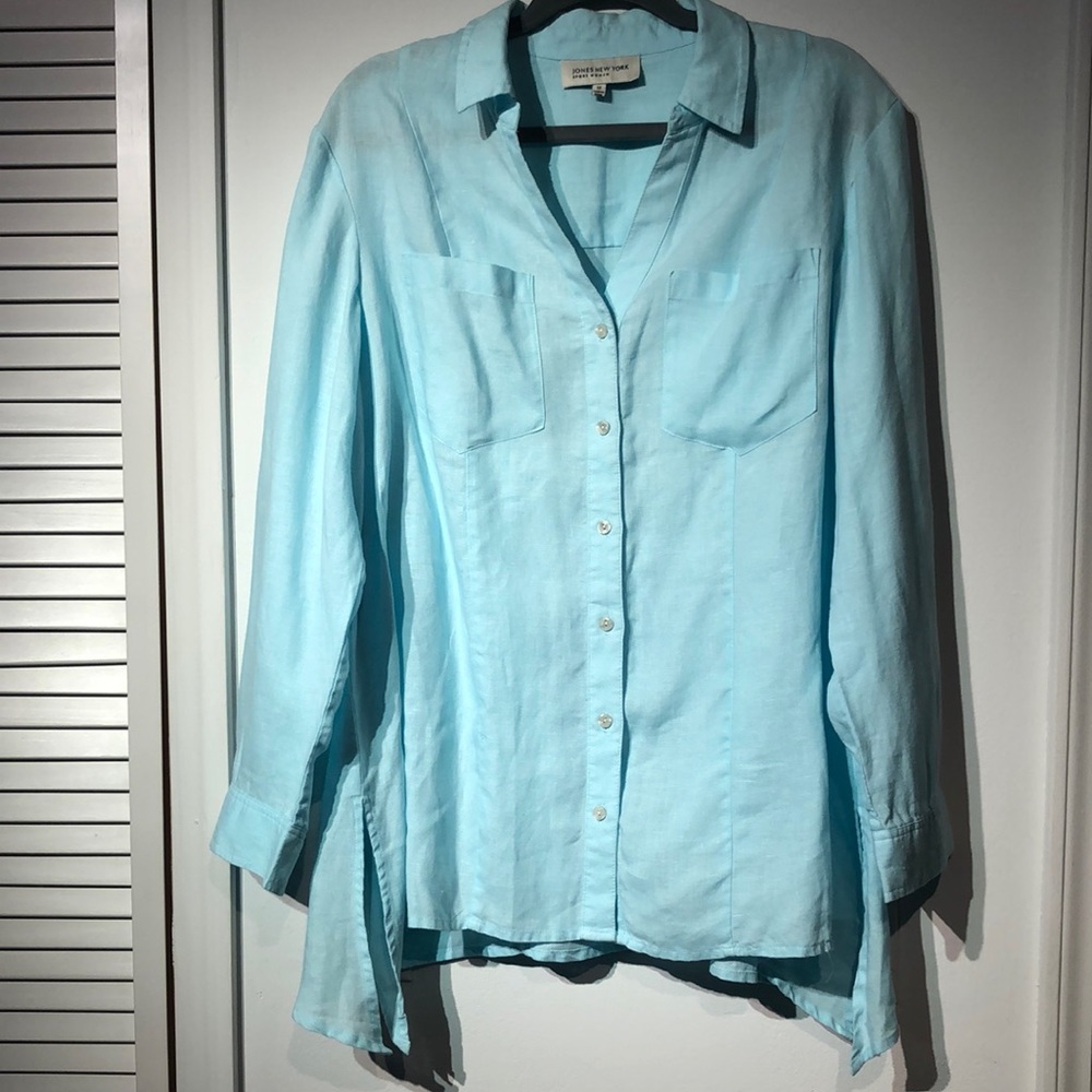 Vintage Jones New York Sport Linen Blue Button Down Shirt